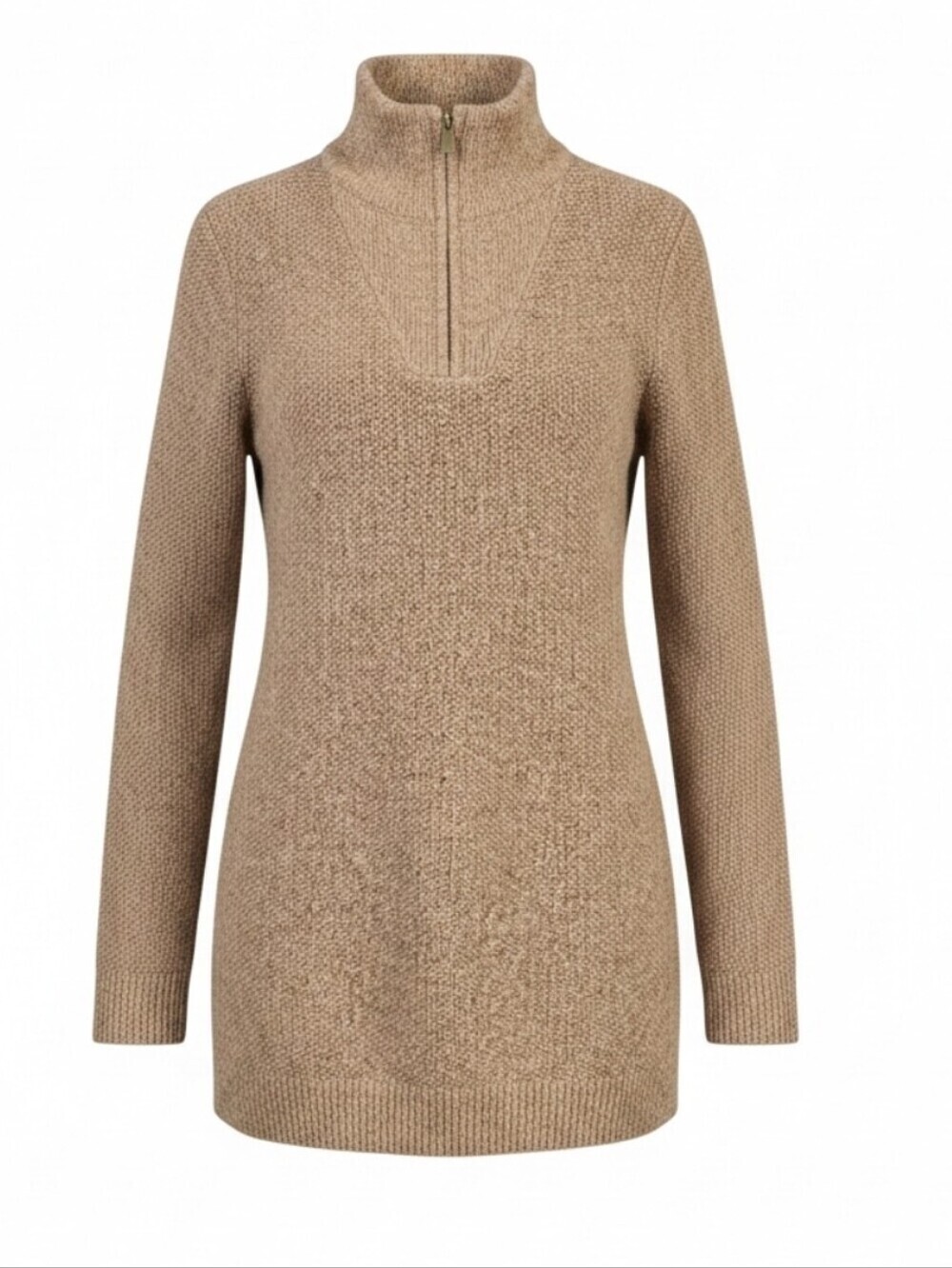 LANDS' END | COTTON BLEND KNIT MOCK NECK QUARTER ZIP TUNIC SWEATER -NWOT!